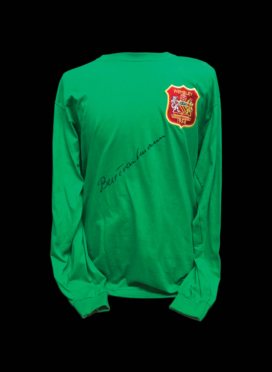Bert Trautmann signed 1956 FA Cup Final goalkeeper shirt. - Framed + PS95.00