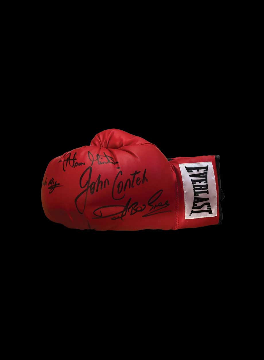 Minter, Conteh, Magri, Green signed boxing glove - Unframed + PS0.00