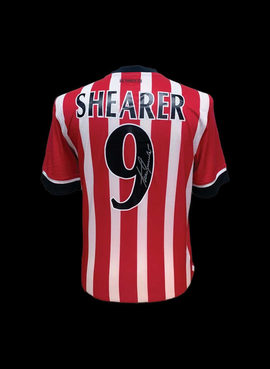 Alan Shearer signed Southampton shirt. - Unframed + PS0.00