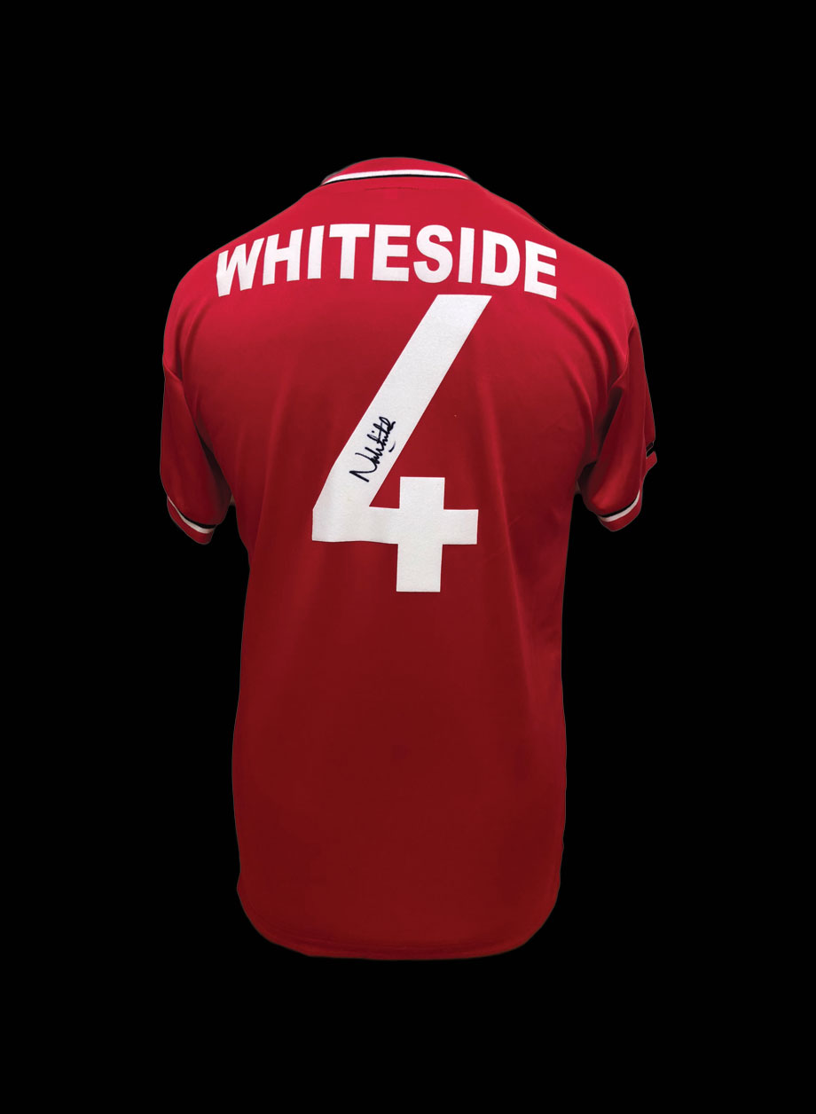 Norman Whiteside signed Manchester United 1985 shirt - Framed + PS95.00