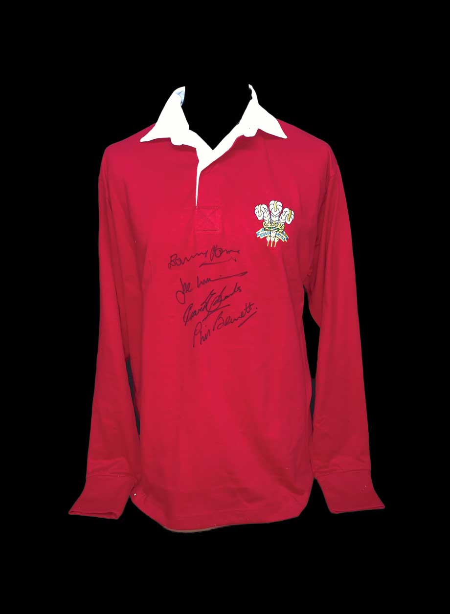 Wales Rugby shirt signed signed by 4 Legends - Unframed + PS0.00
