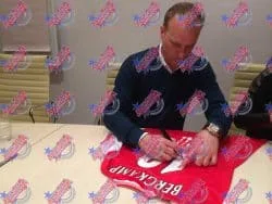 Dennis Bergkamp gesigneerd Arsenal-statistiekenshirt - Afbeelding 2
