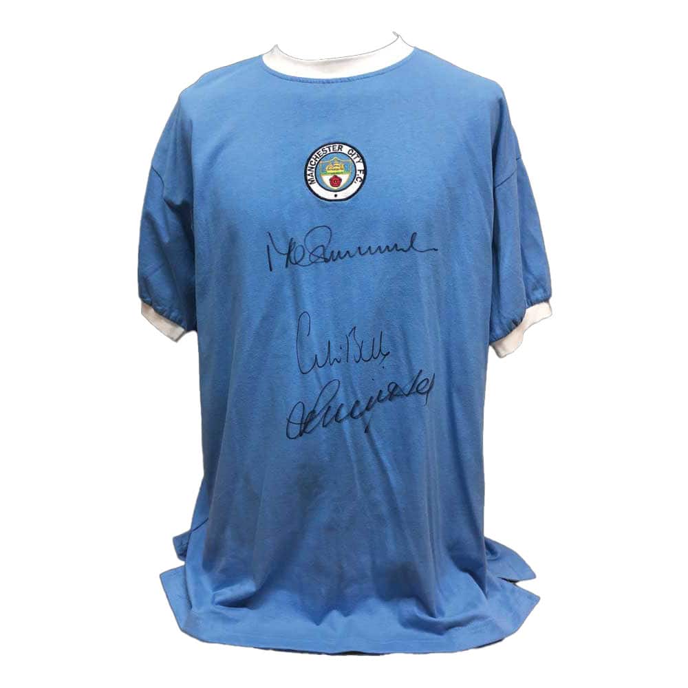 Bell, Lee & Summerbee signed Manchester City shirt-image-1355