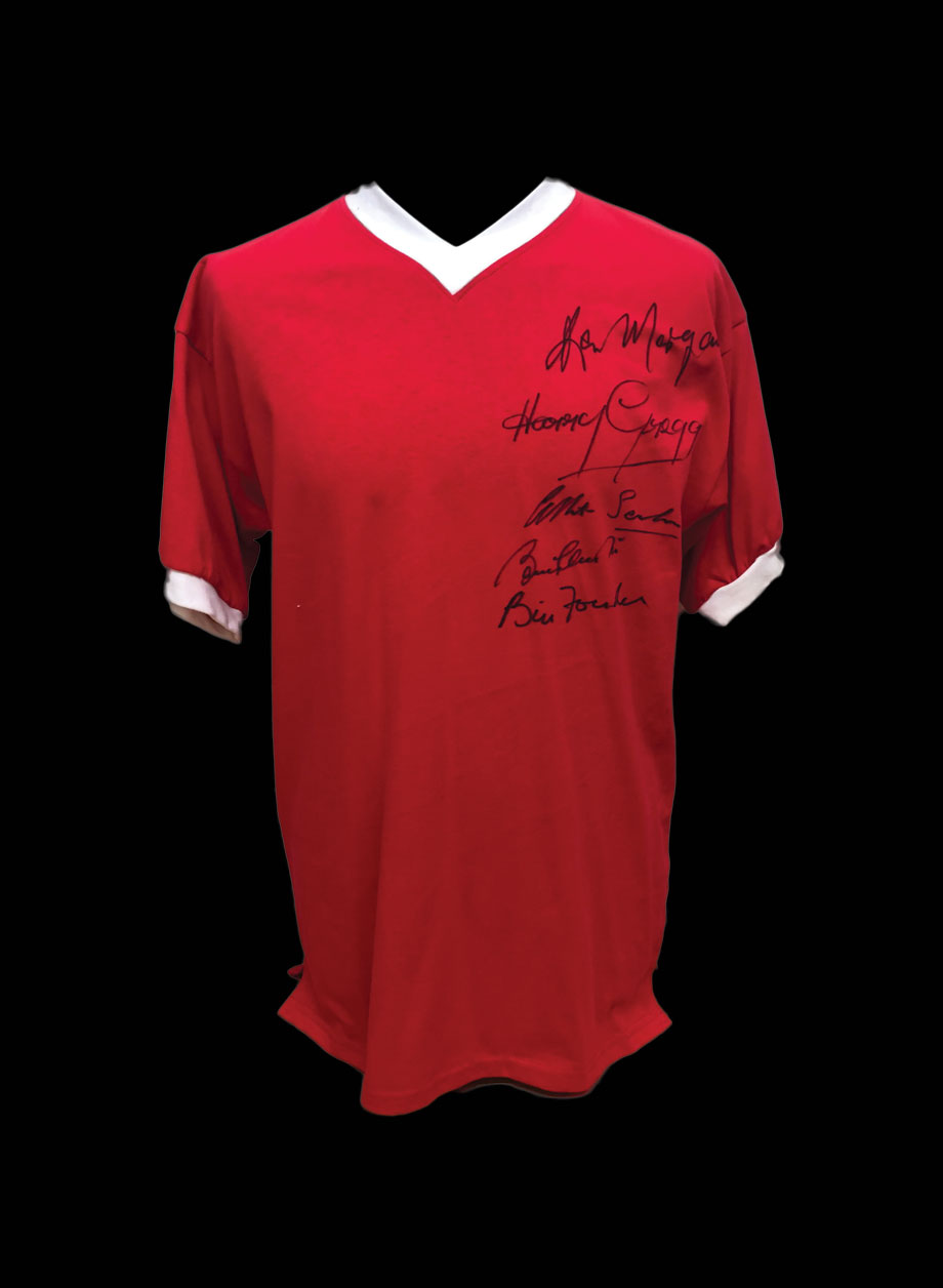 Manchester United Busby Babes 1958 shirt signed by 5 - Unframed + PS0.00
