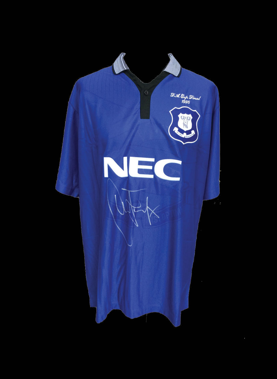 Duncan Ferguson signed Everton 1995 FA Cup Final shirt - Unframed + PS0.00