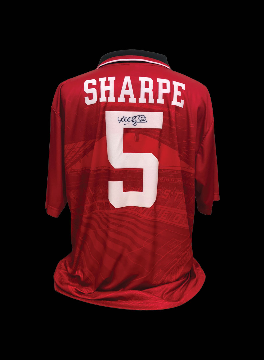 Lee Sharpe signed Manchester United Shirt. - Framed + PS95.00