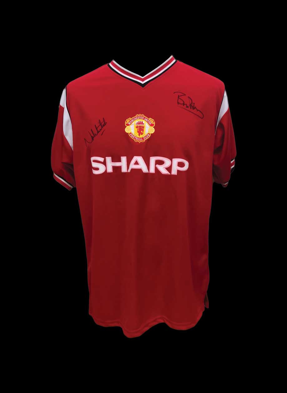 Robson & Whiteside signed Manchester United 1985 shirt - Unframed + PS0.00