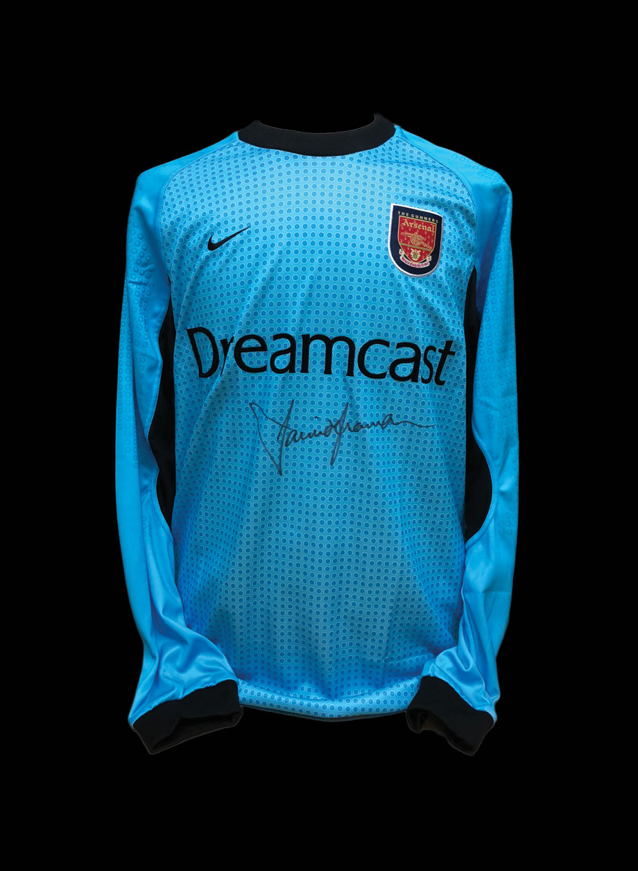 David Seaman signed Arsenal Goalkeeper shirt. - Framed + PS95.00