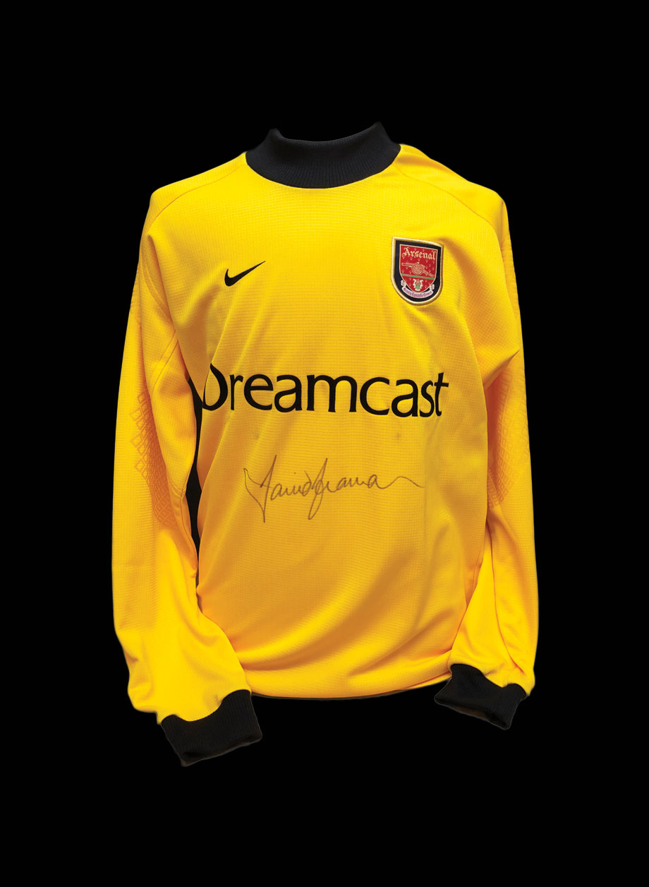 David Seaman signed Arsenal replica shirt. - Unframed + PS0.00