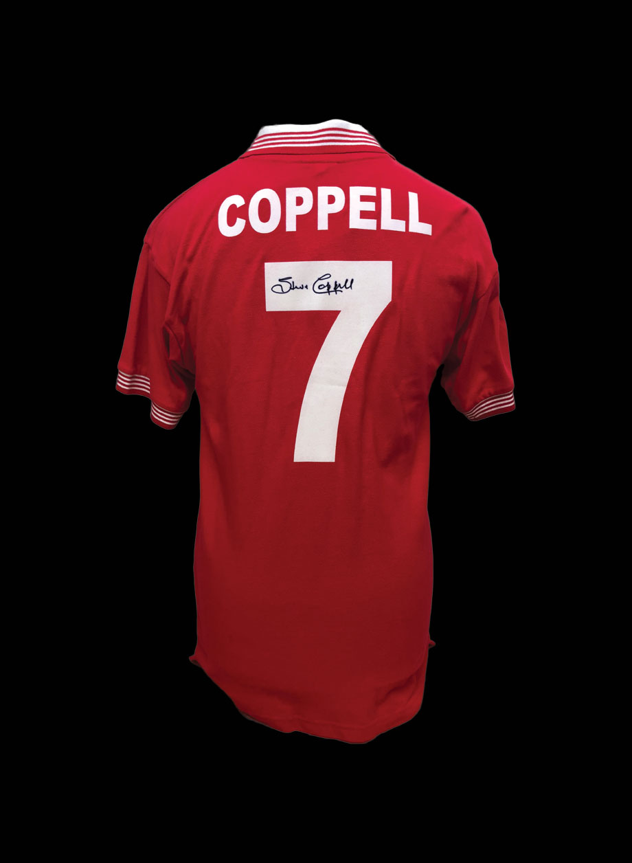 Steve Coppell signed Manchester United Shirt. - Framed + PS95.00