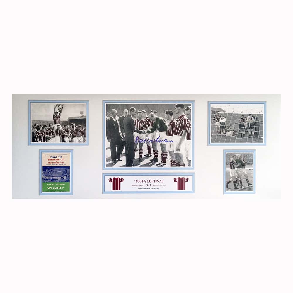 Bert Trautmann signed Manchester City 1956 FA Cup Winners storyboard.-image-1243