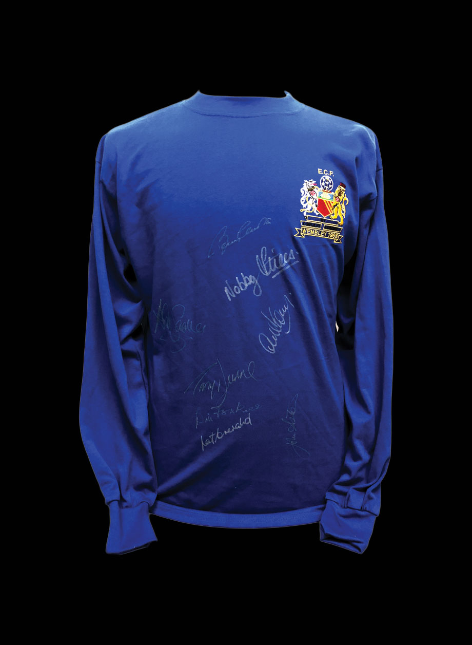 1968 European Cup Final shirt signed by 8. - Framed + PS95.00
