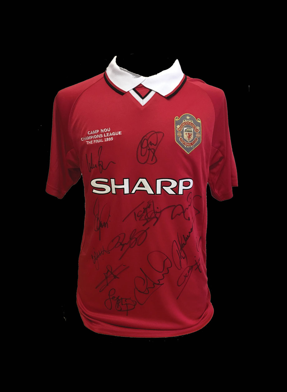 Manchester United multi Signed 1999 Champions League Final shirt. - Unframed + PS0.00