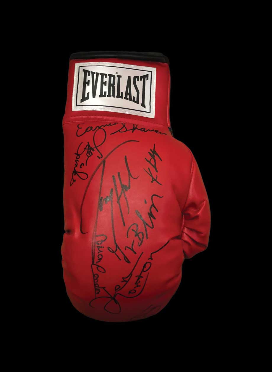 Muhammad Ali opponents signed boxing glove by 8 - Unframed + PS0.00