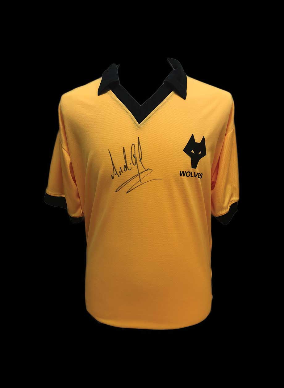 Andy Gray signed Wolves shirt - Unframed + PS0.00