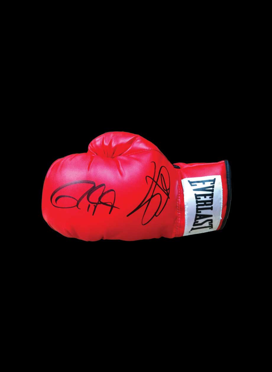 Joe Calzaghe & Roy Jones Junior dual signed boxing glove - Unframed + PS0.00