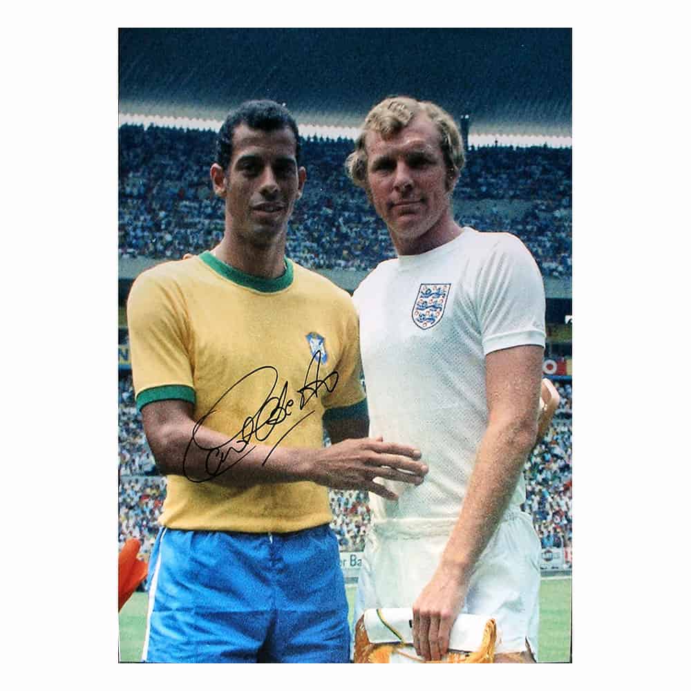 Carlos Alberto signed 1970 Brazil v England photo.-image-2568