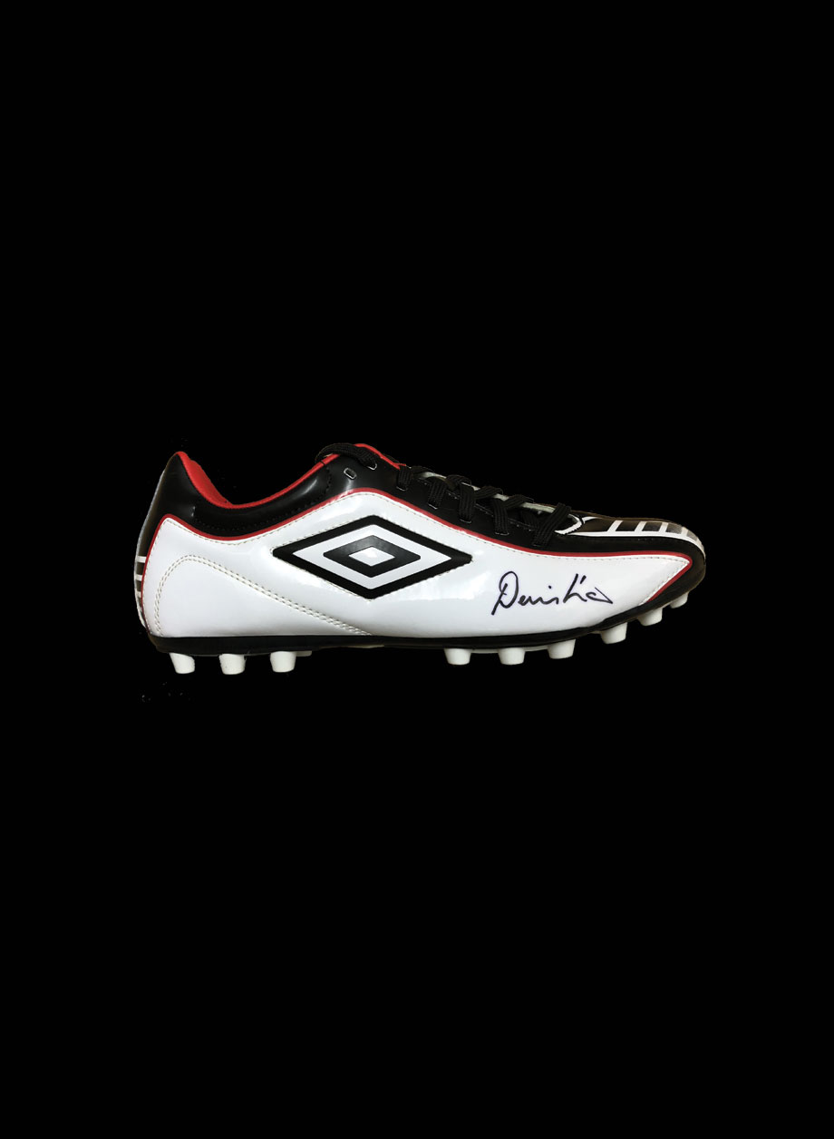Denis Law signed football boot - Unframed + PS0.00