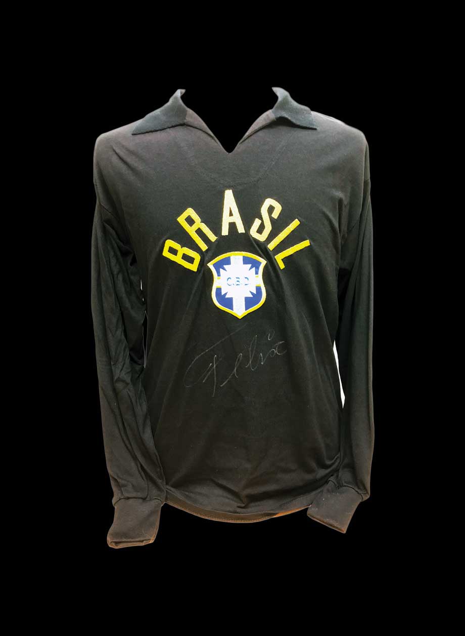 Felix signed Brazil 1970 goalkeeper shirt - Framed + PS95.00