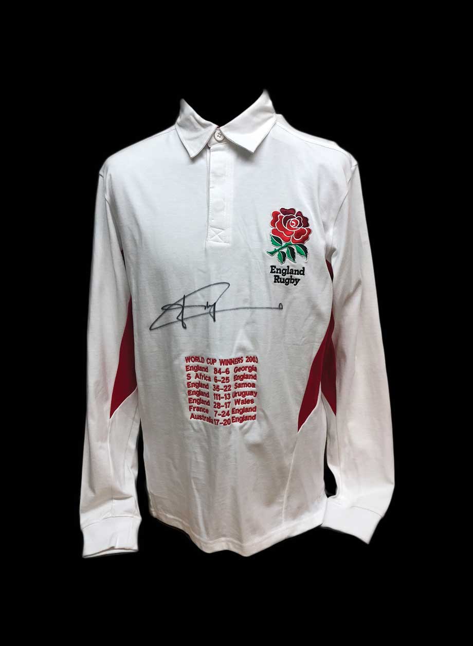 Jonny Wilkinson signed embroidered England Rugby shirt - Framed + PS95.00