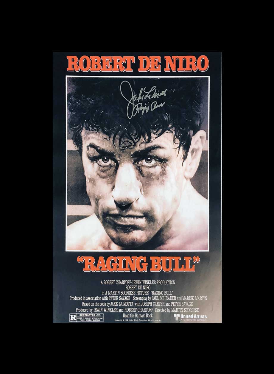 Jake La Motta signed 30x40 inch Raging Bull movie poster - Premium Framing + PS45.00