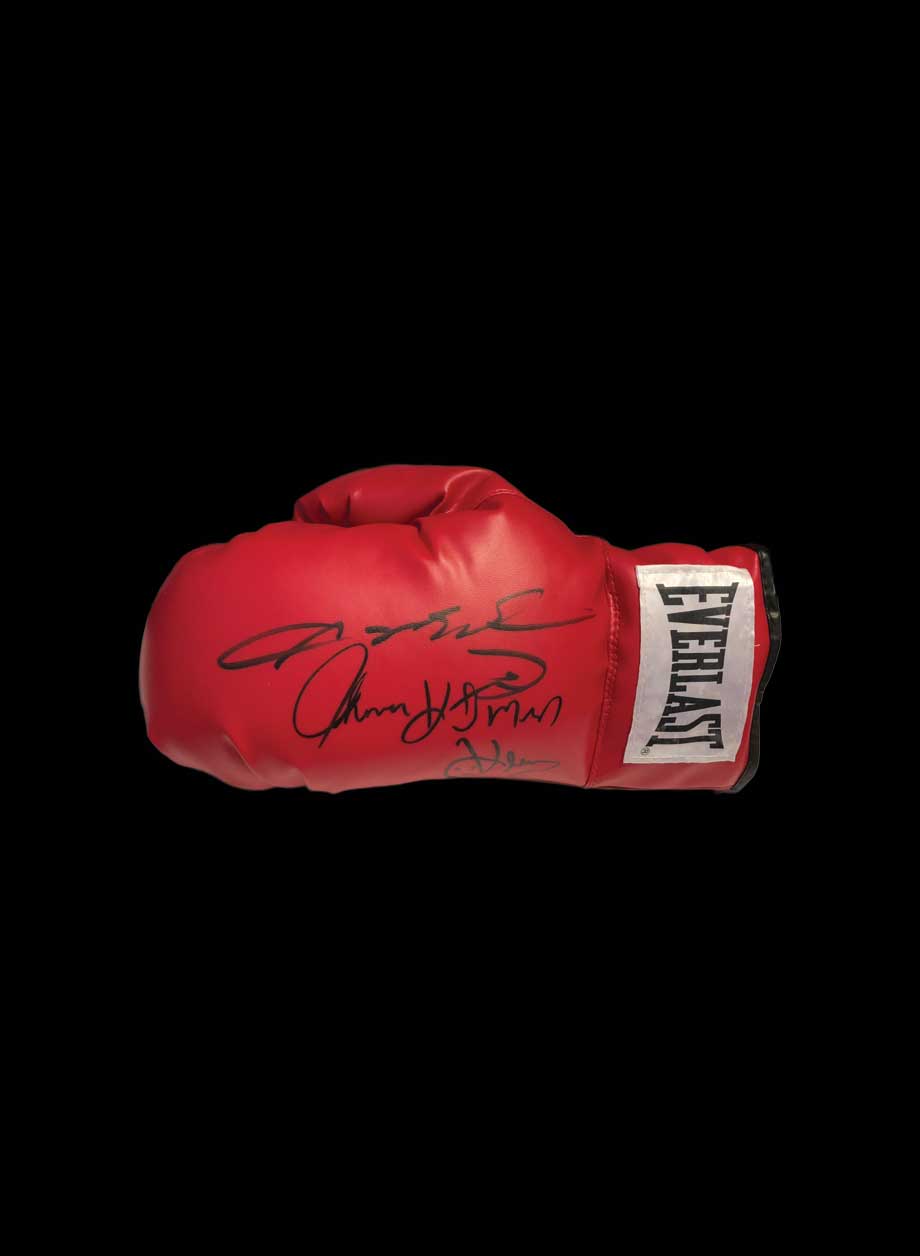 Sugar Ray Leonard & Thomas Hearns signed boxing glove - Framed + PS95.00