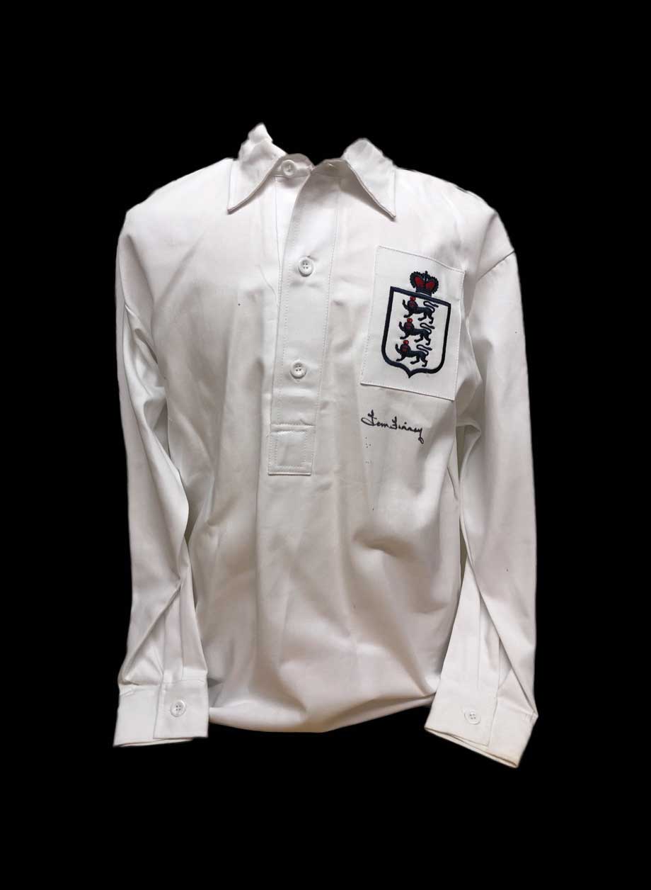 Sir Tom Finney signed England shirt - Unframed + PS0.00