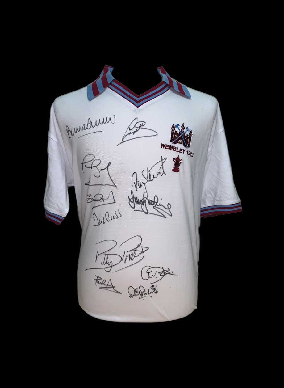 West Ham United 1980 FA Cup Final shirt signed by 11 - Framed + PS95.00