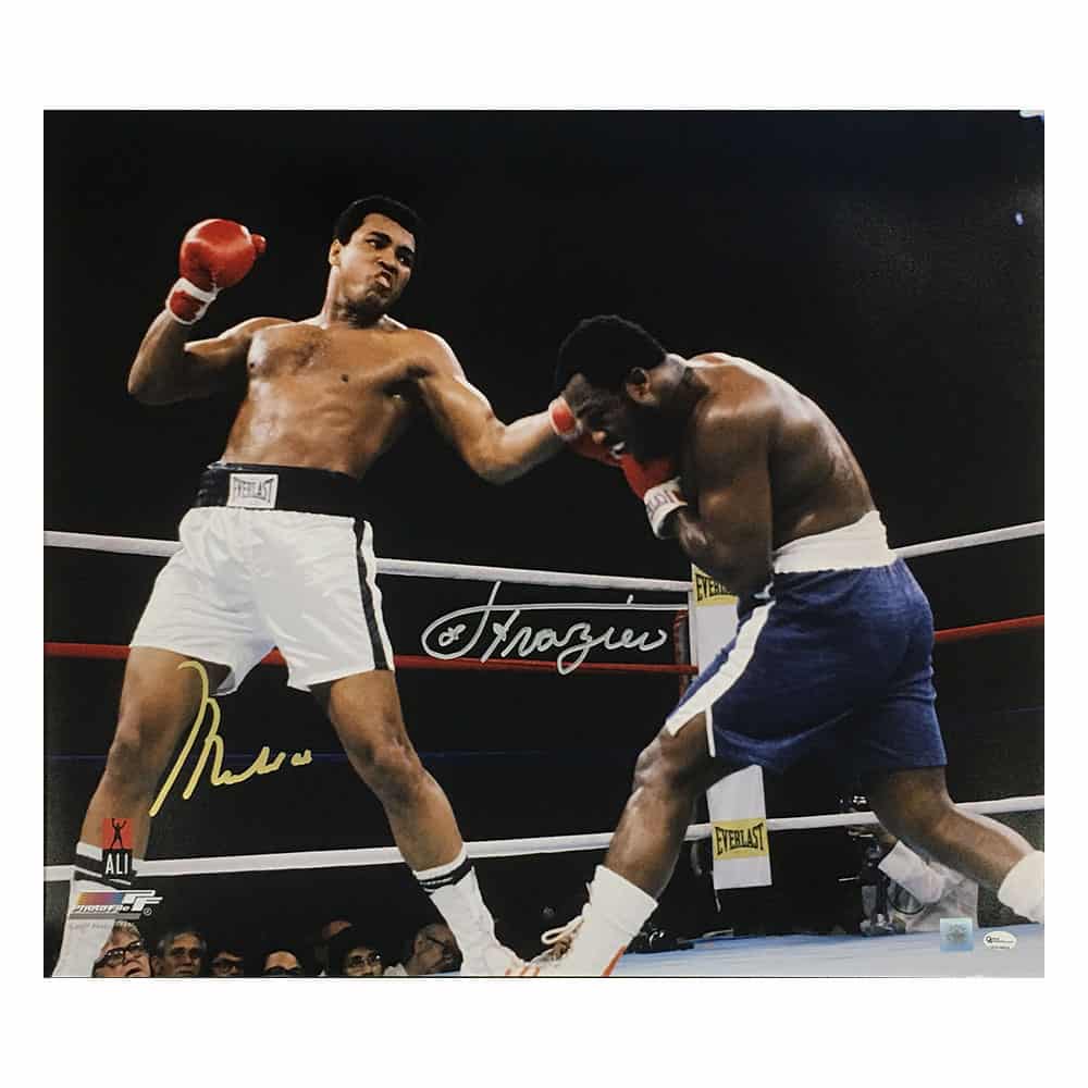 Muhammad Ali & Joe Frazier dual signed 24x20 photo-image-3459