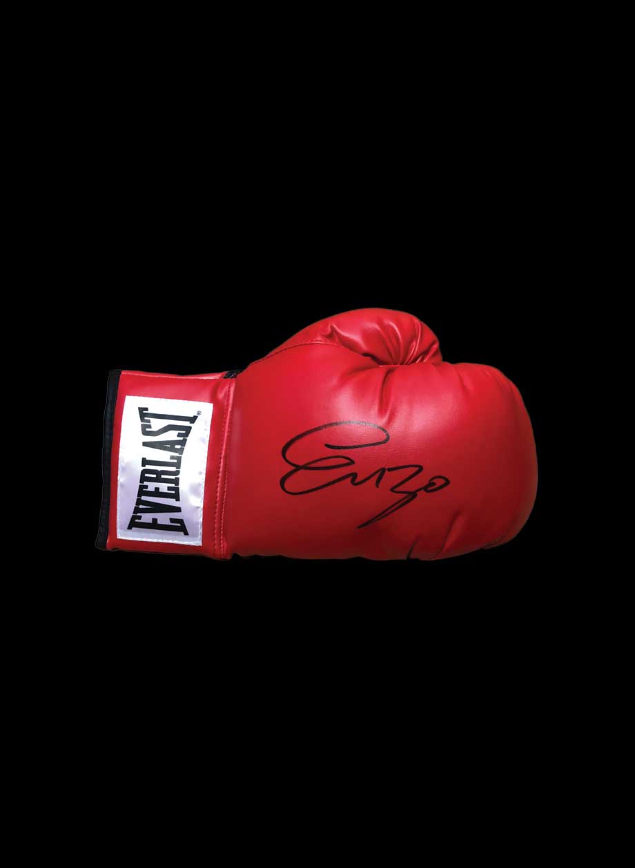 Enzo Calzaghe signed boxing glove - Unframed + PS0.00