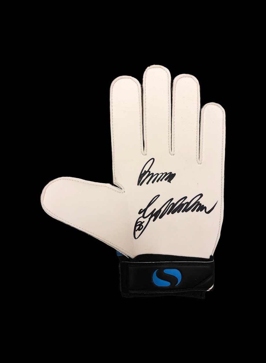 Bruce Grobbelaar signed goalkeeper glove - Unframed + PS0.00