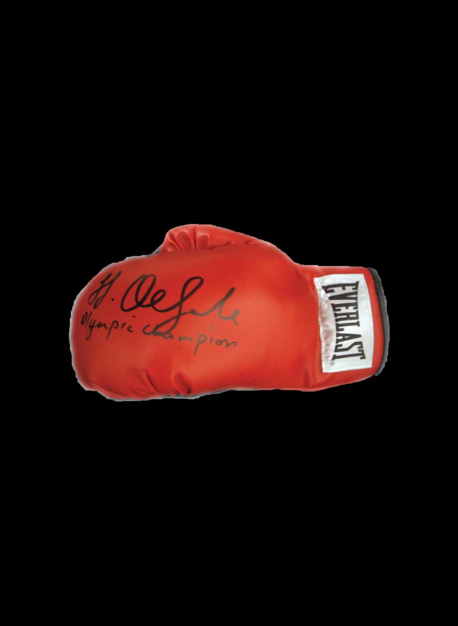 James Degale signed boxing glove with inscription - Unframed + PS0.00