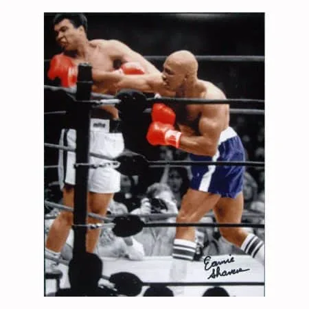 アーニー・シェイヴァーズ直筆サイン入り10×8フォト vs モハメド・アリ