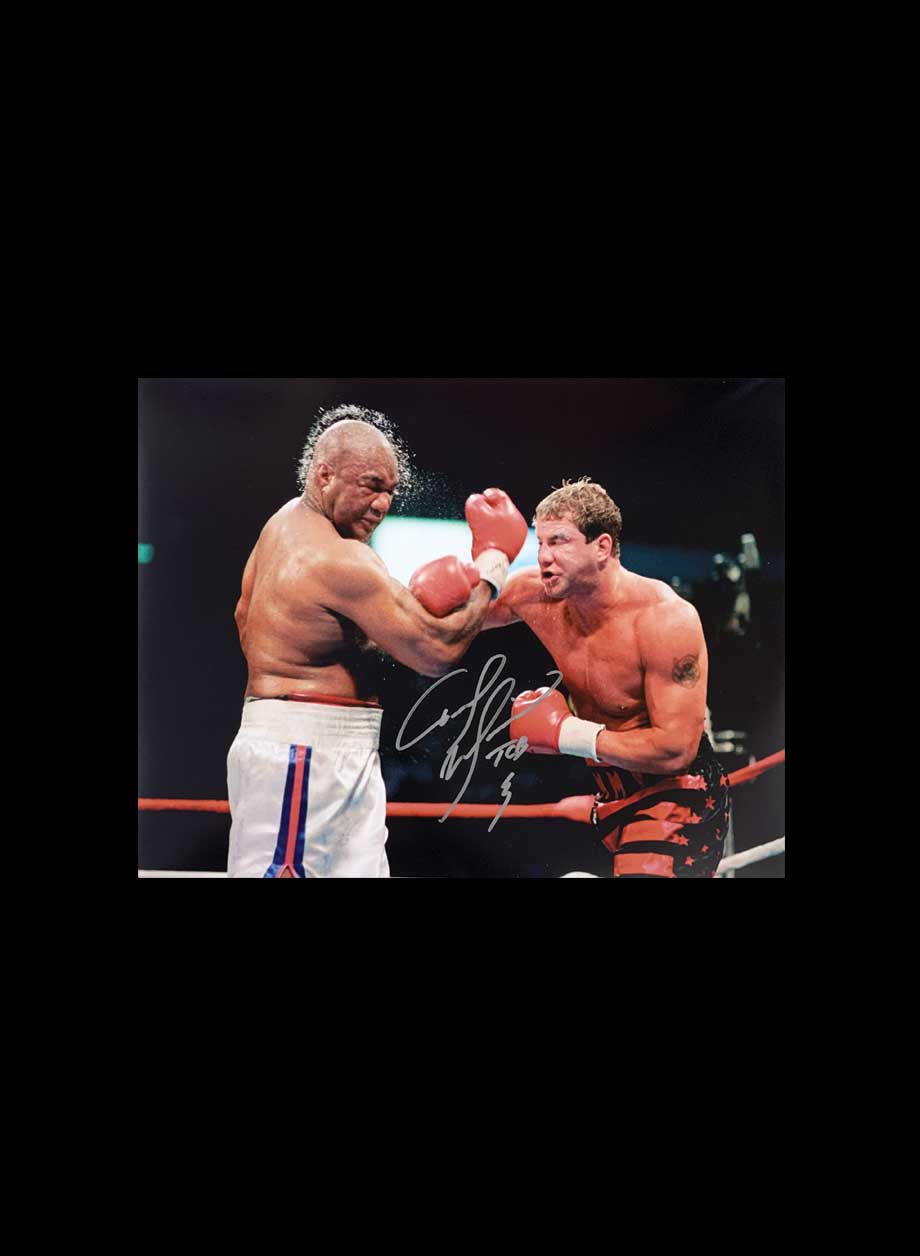 Tommy Morrison signed 16x12 photo vs George Foreman - Premium Framing + PS45.00