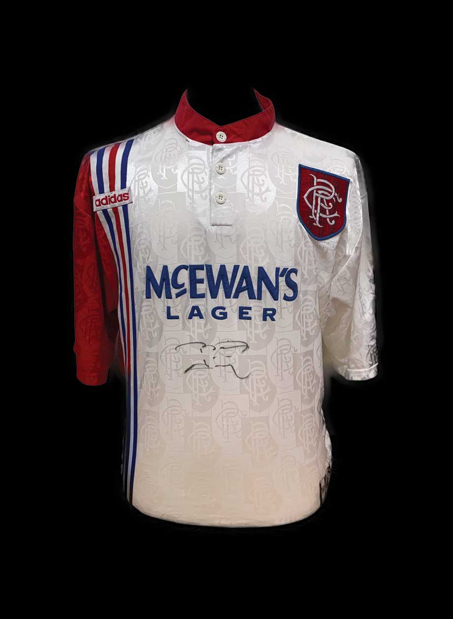 Brian Laudrup signed Rangers 1995/96 shirt - Unframed + PS0.00