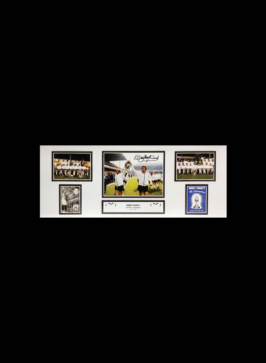 Roy McFarland signed Derby County League Champions storyboard - Standard Framing + PS35.00