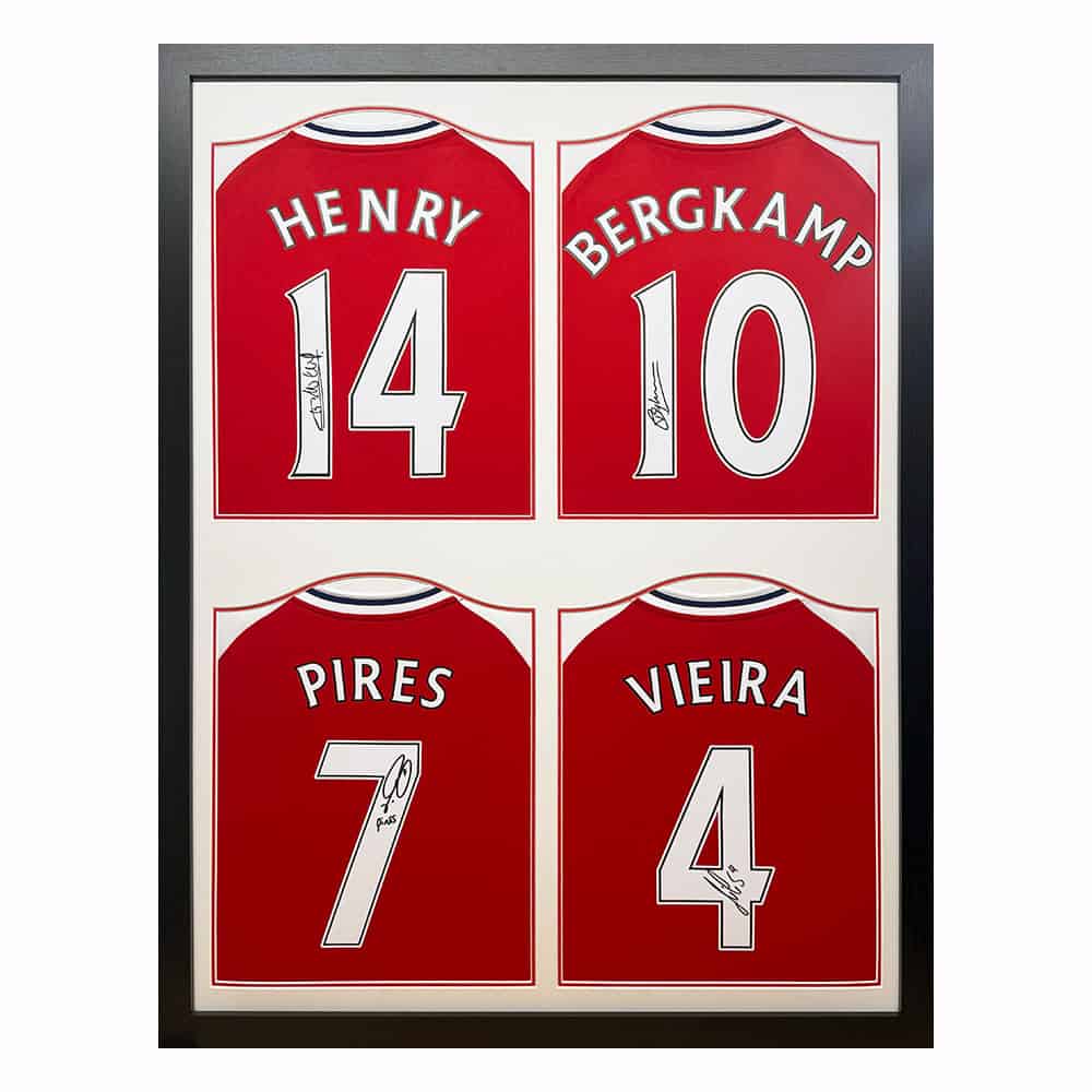 Henry, Bergkamp, Vieira & Pires 4 signed framed shirts display-image-5804