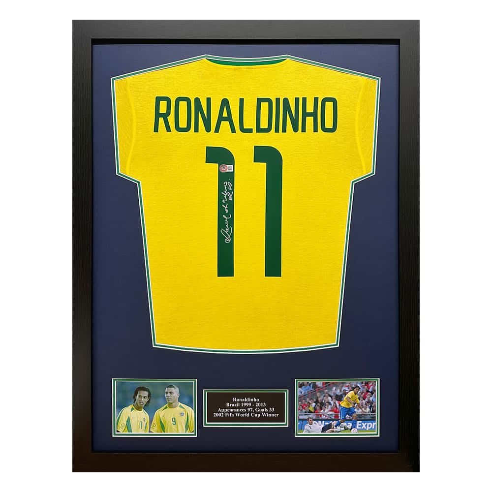 Ronaldinho signed Brazil retro home shirt - All Star Signings