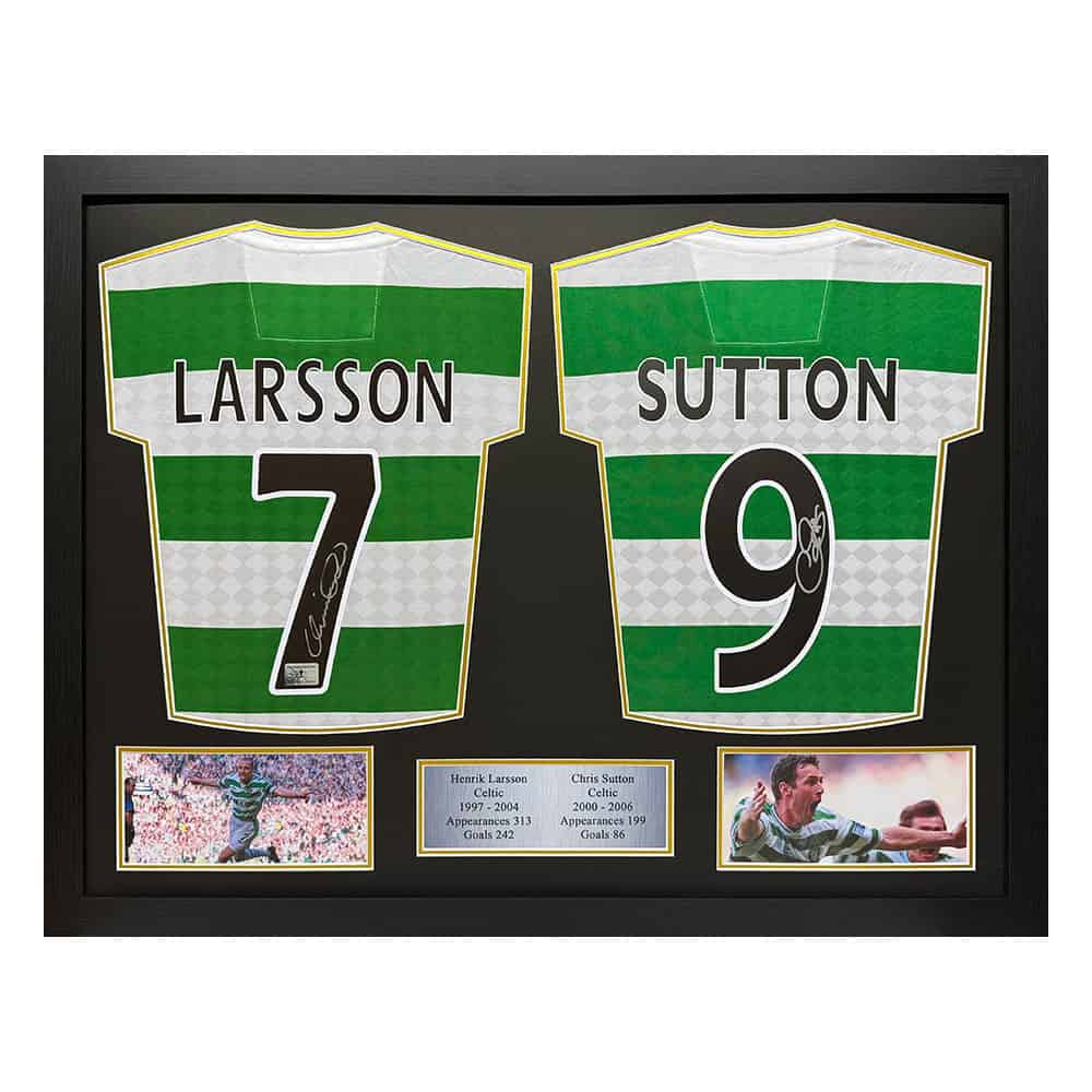 Henrik Larsson & Chris Sutton Double Signed Framed Celtic Shirt Display-image-21937
