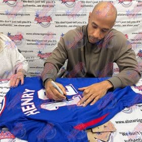 Zinedine Zidane & Thierry Henry France double signed shirts display - Image 3
